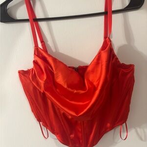 Elegant Red Satin Corset Top